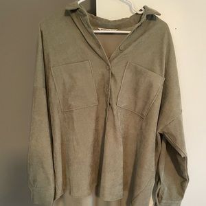 Green oversized button down